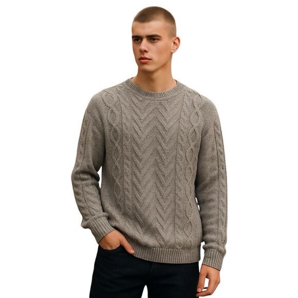 Original Weatherproof Vintage Sweater Men’s XL Gray Cable Knit Fisherman Style - Picture 1 of 6
